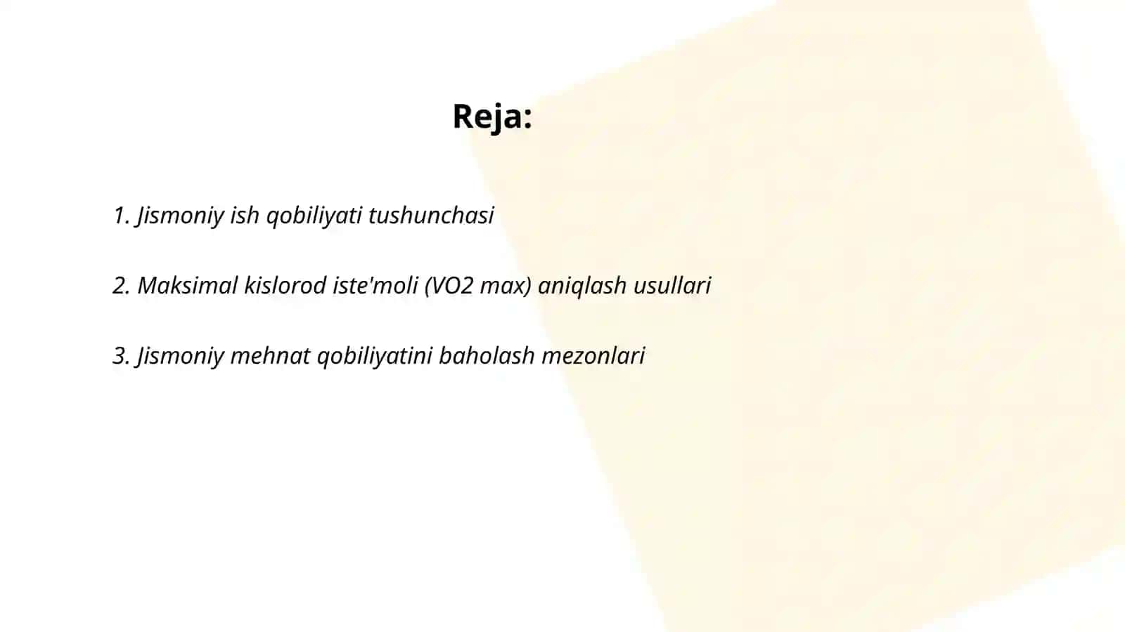 Jismoniy ish qobilyatini koslarodni maksimal iste'moli körsatkichi böyicha baholash 2