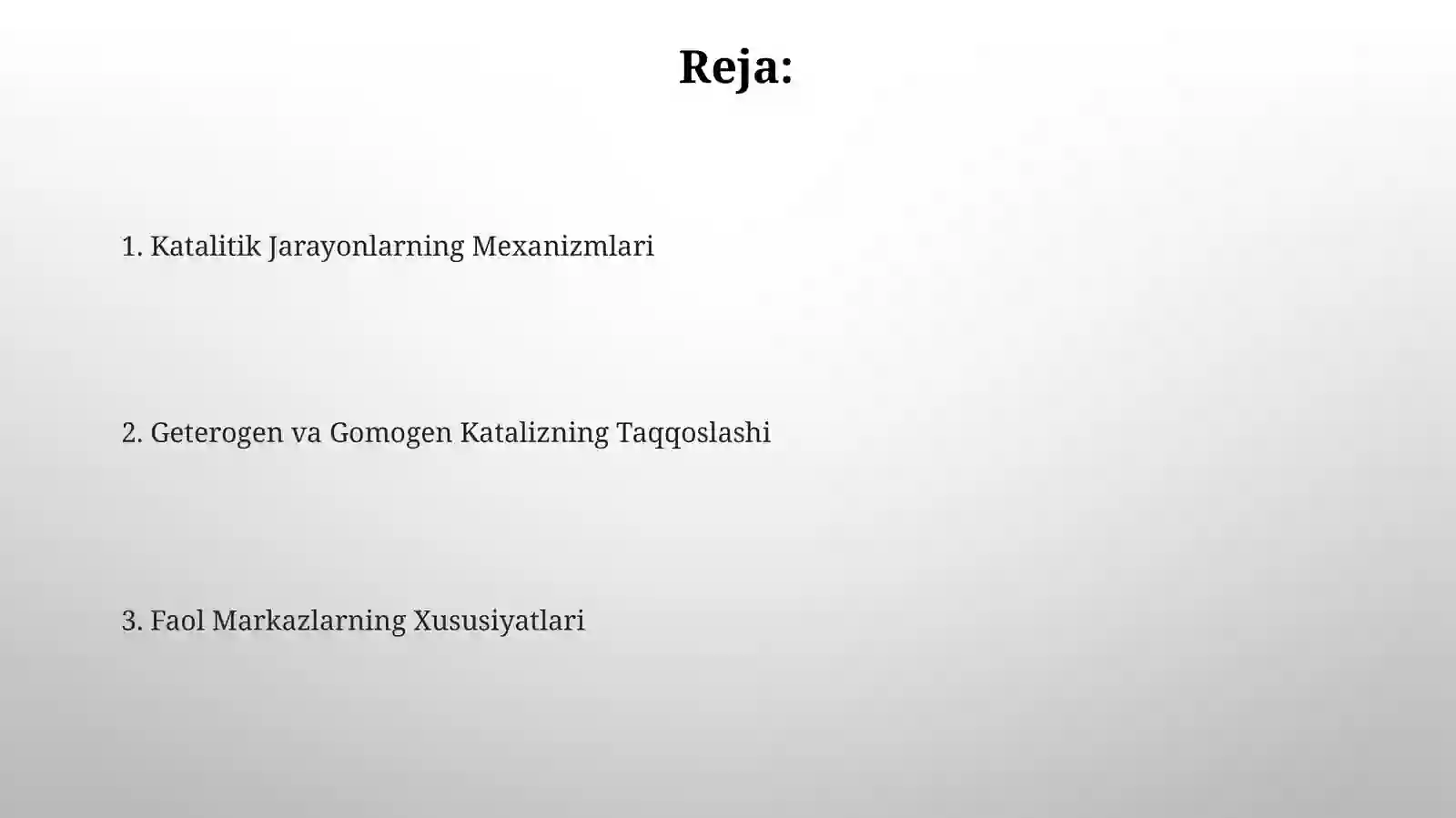 Getrogen katilez gomogen katalizda faol markazlari 2