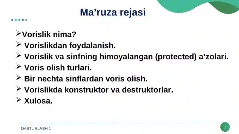 SINF XUSUSIYATI VA VORISLIK 2