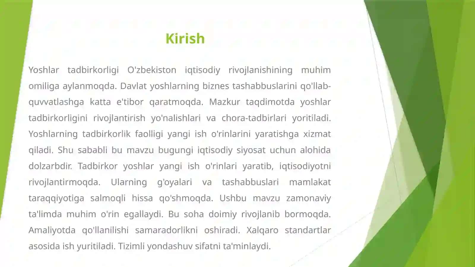 Yoshlar tadbirkorligini rivojlantirish 2