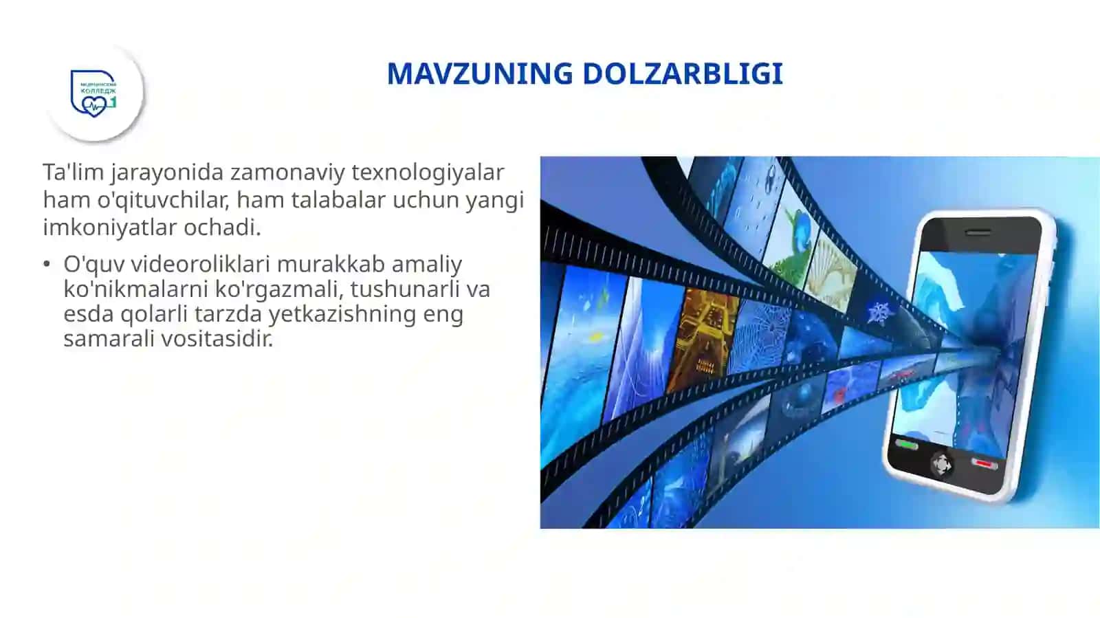 Zamonaviy ta'lim tizimida o'quv videoroliklaridan foydalanish (2-variant) 2