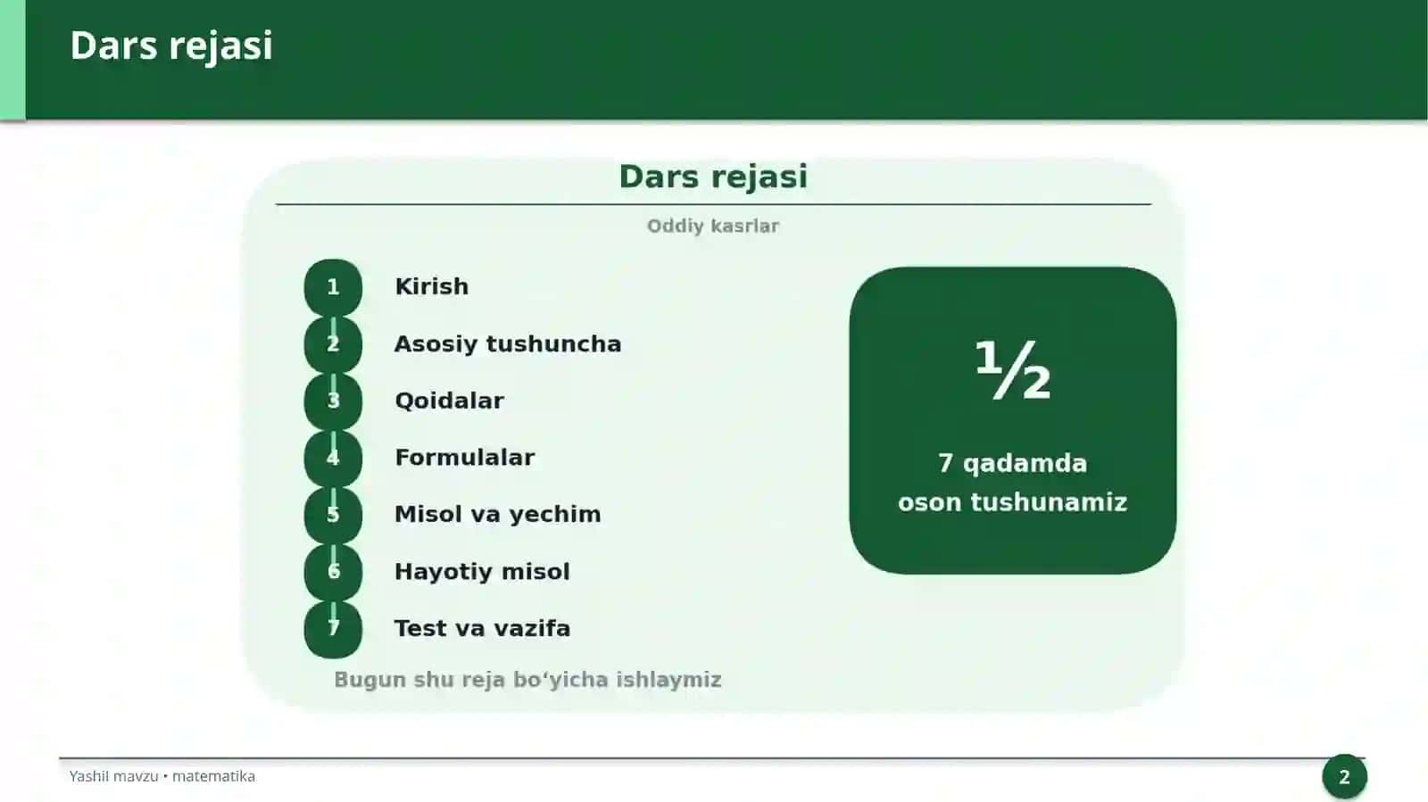 Oddiy kasrlar 2