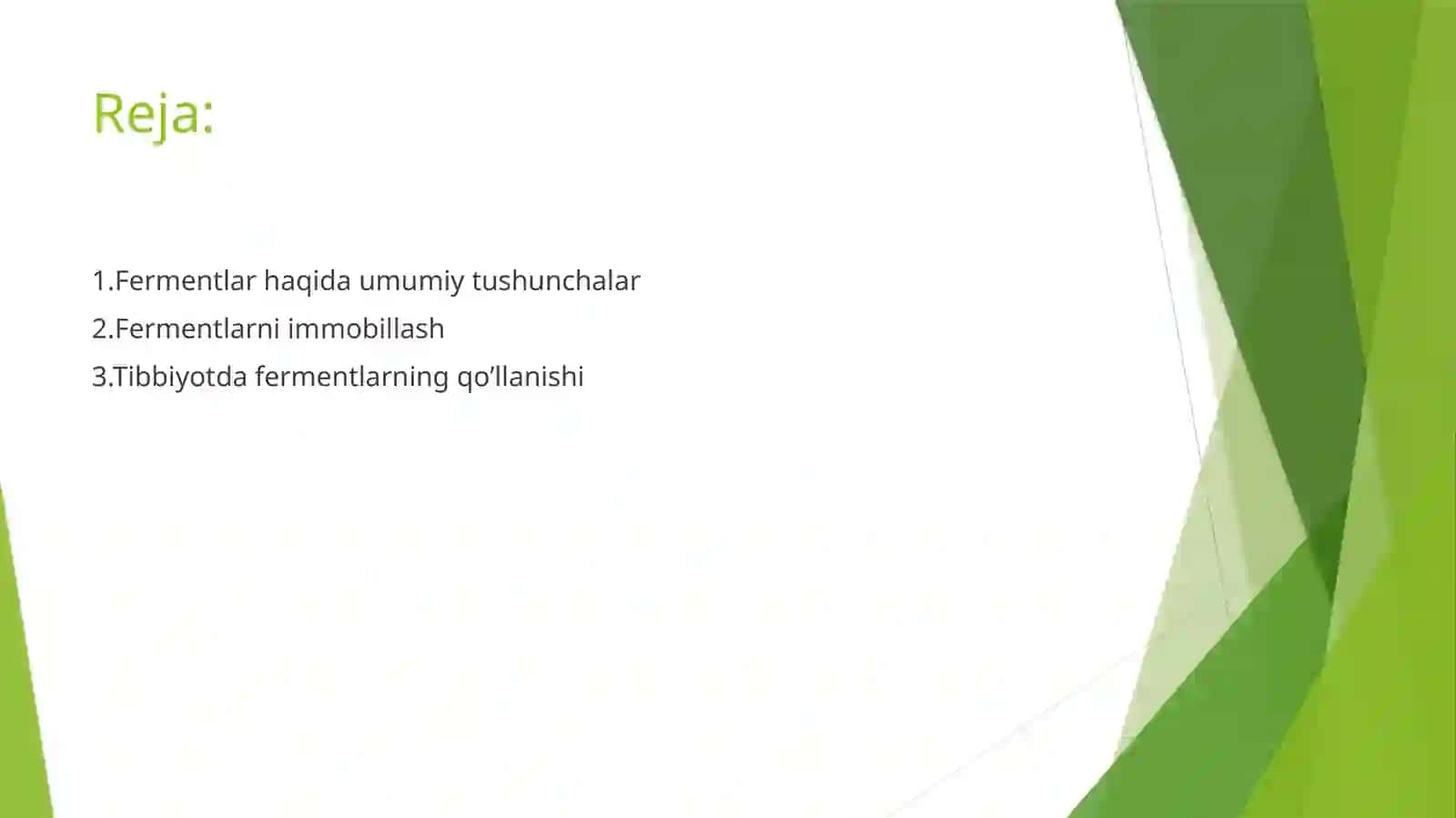 Tibbiyotda fermentlarning qo’llanishi 2