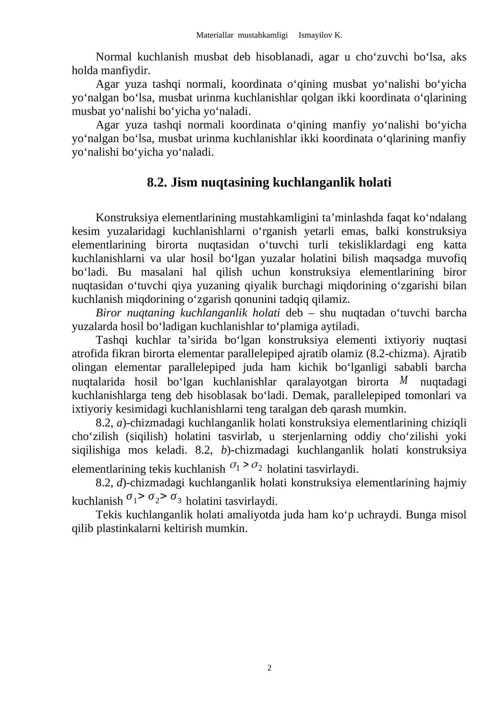 Mavzu 8: Kuchlanishlarni belgilash va ularning ishoralari 2