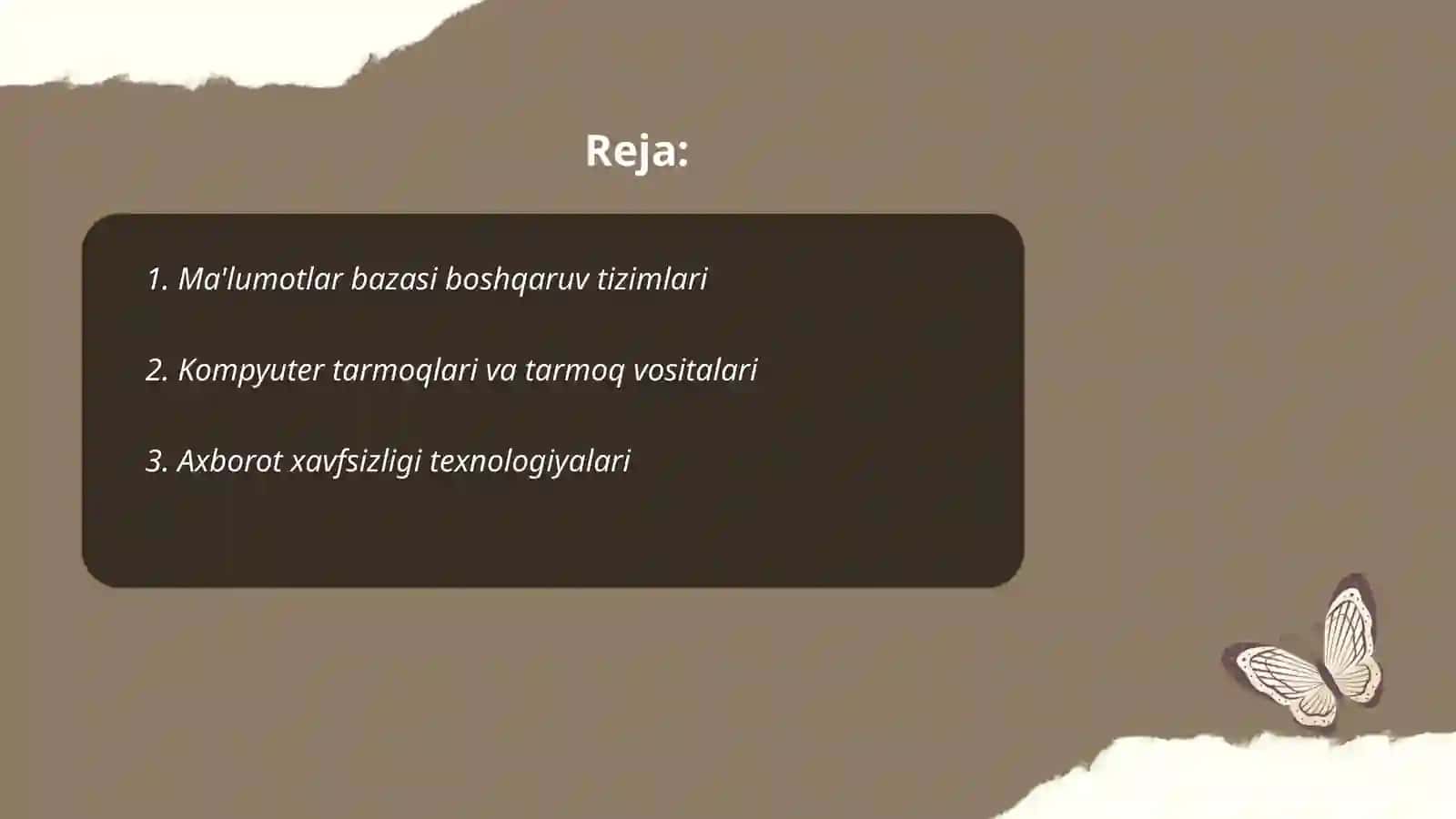 Ma'lumotlar bazasi boshqaruv tizimlari 2