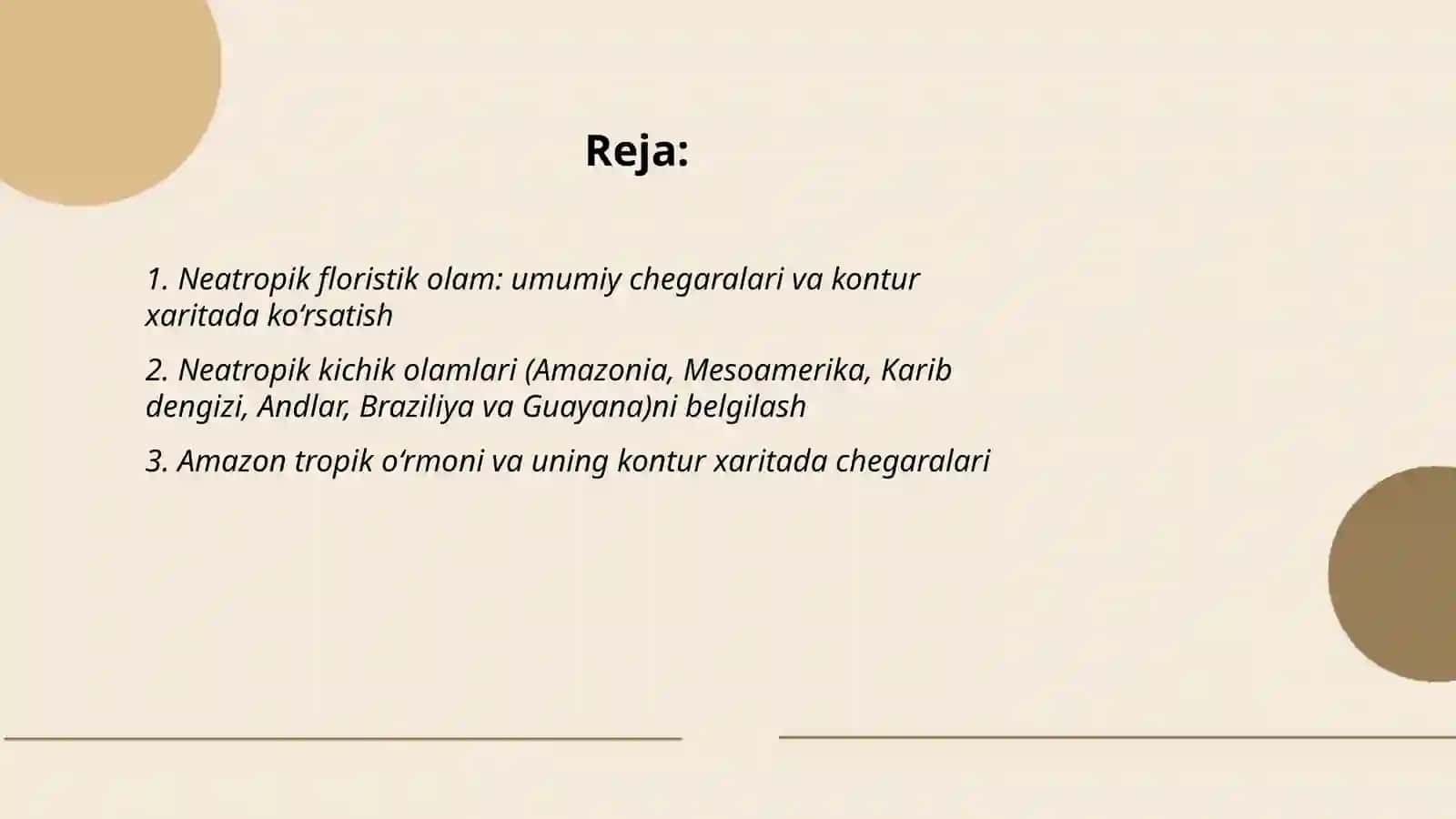 Neatropik floristik olami va uning kichik olamlarini kontur xaritaga tushuntirish 2