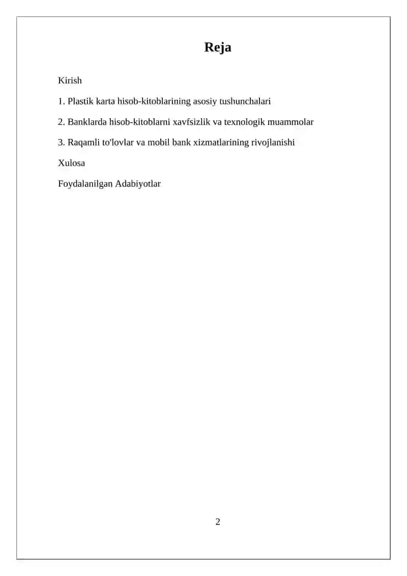 Banklarda Plastik Bilan Hisob Kitoblar va Ularning Hisobi 2