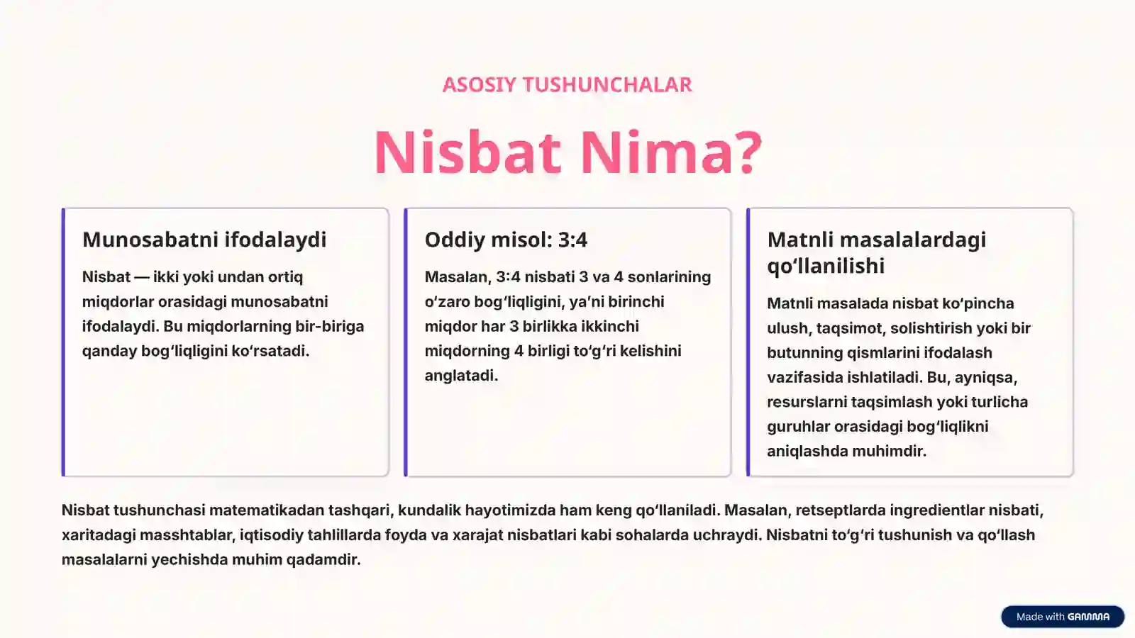 Nisbatga Doir Matnli Masalalar 2