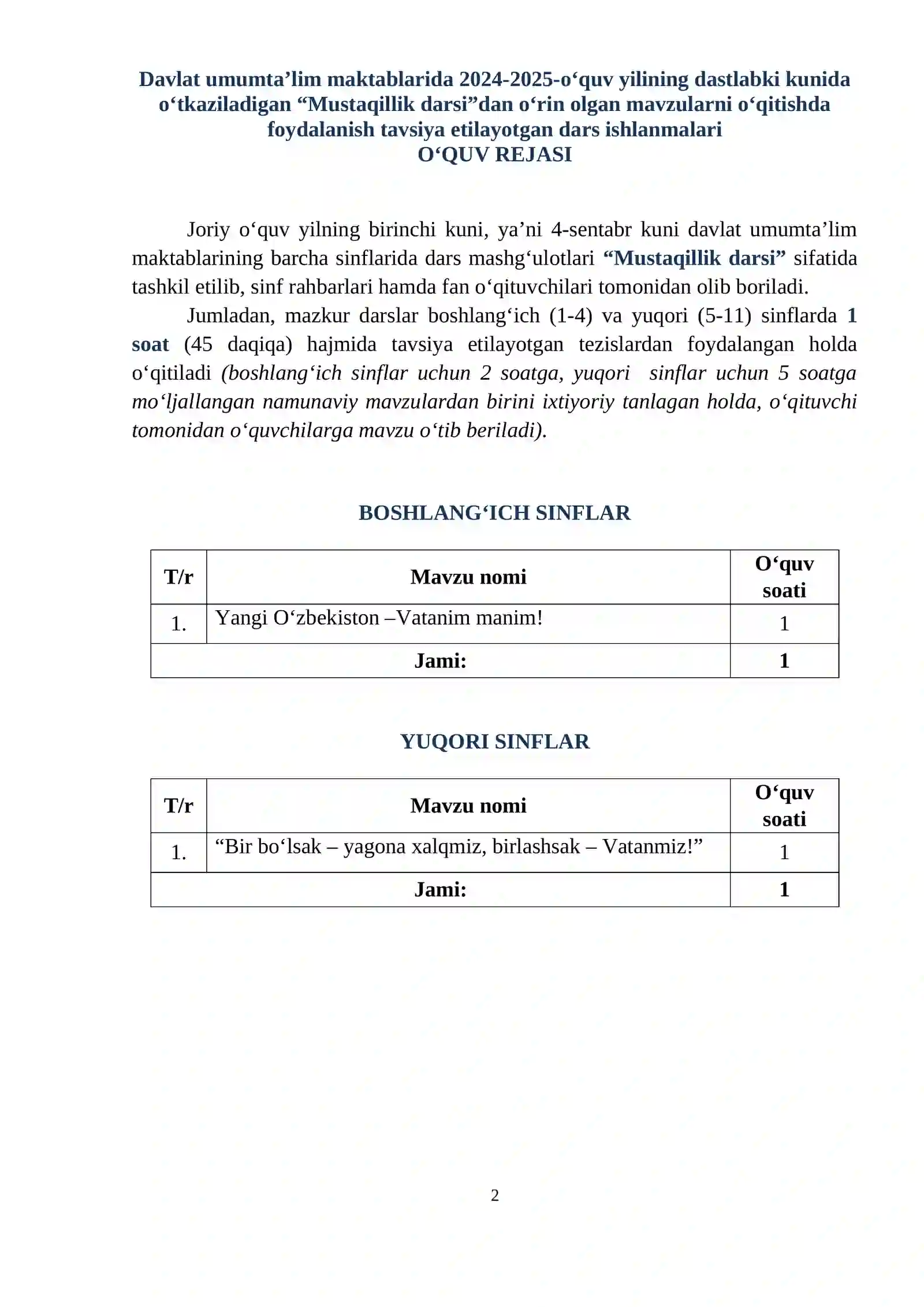 Mustaqillik darsi 2