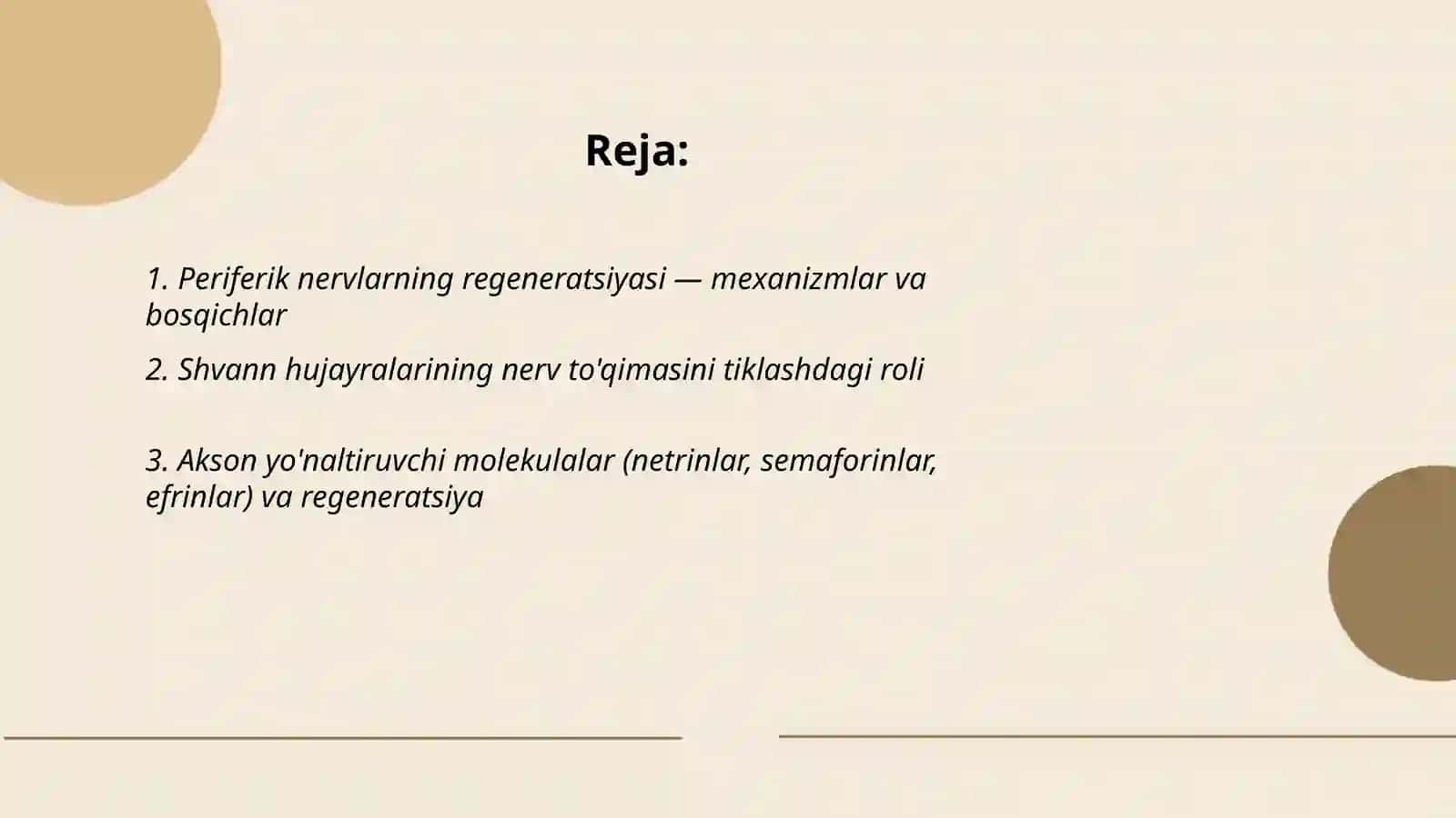 Nerv toqima regeneratsiyasi nerv uchlari sinapslar, reynomediatorlar 2