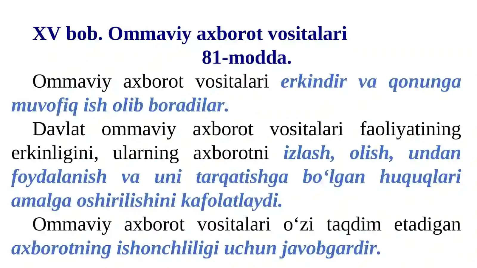 Ommaviy axborot vositalari faoliyatining konstitutsiyaviy asoslari 2