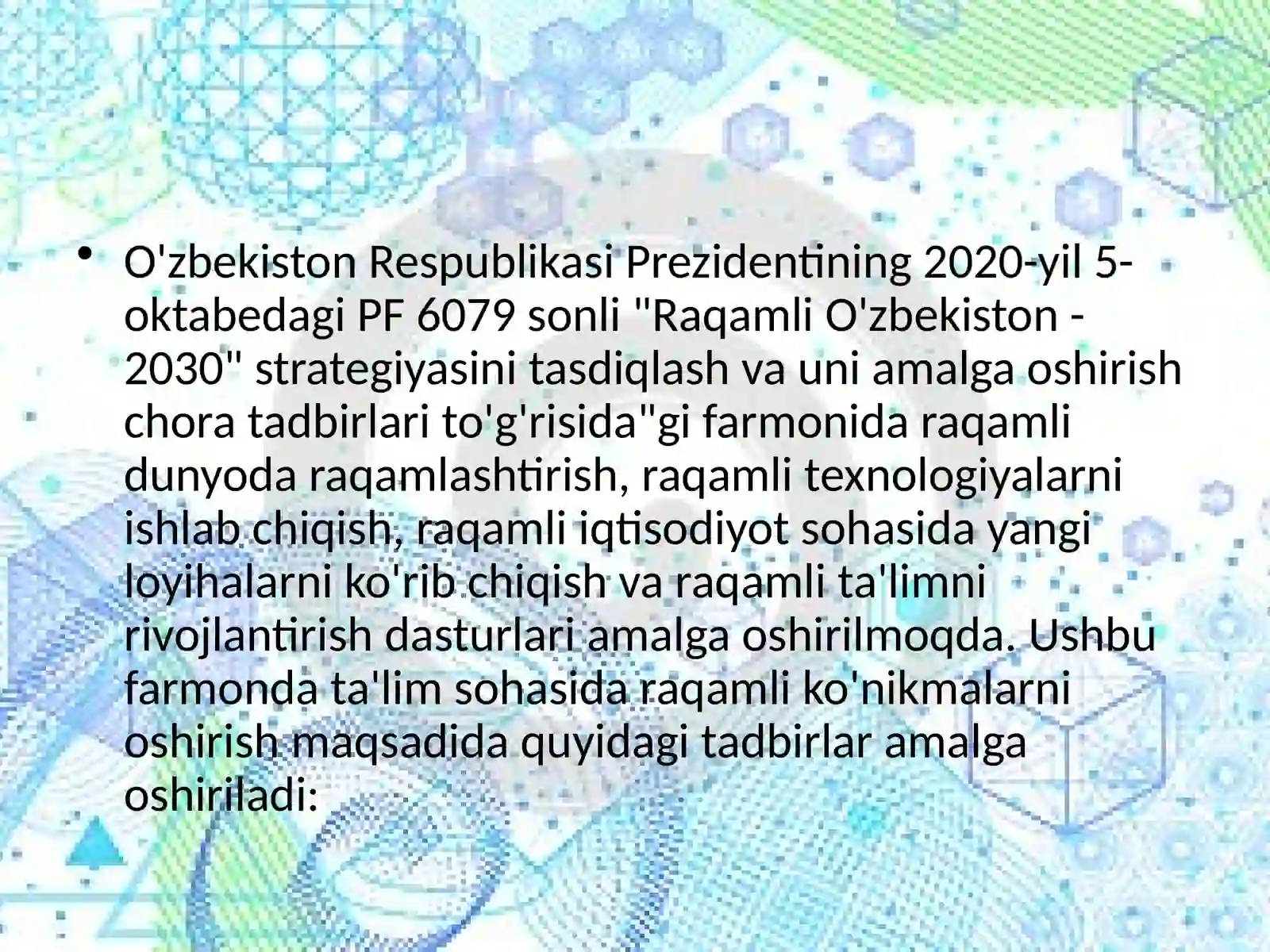 RAQAMLASHTIRILGAN SAVODXONLIK 2