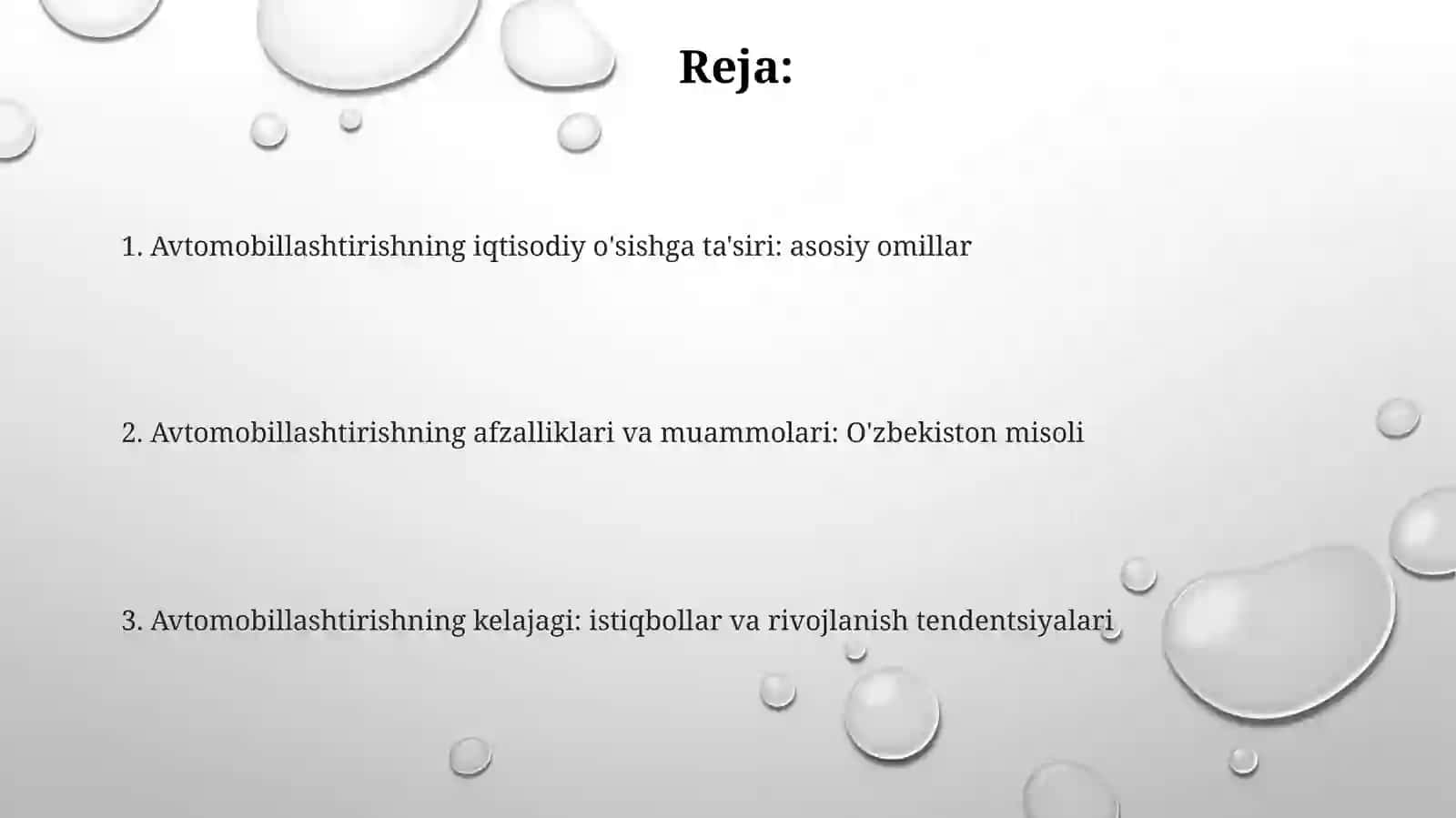 Avtomobillashtirishvauningmamlakatimiziqtisodiyrivojlanishigata'siri 2