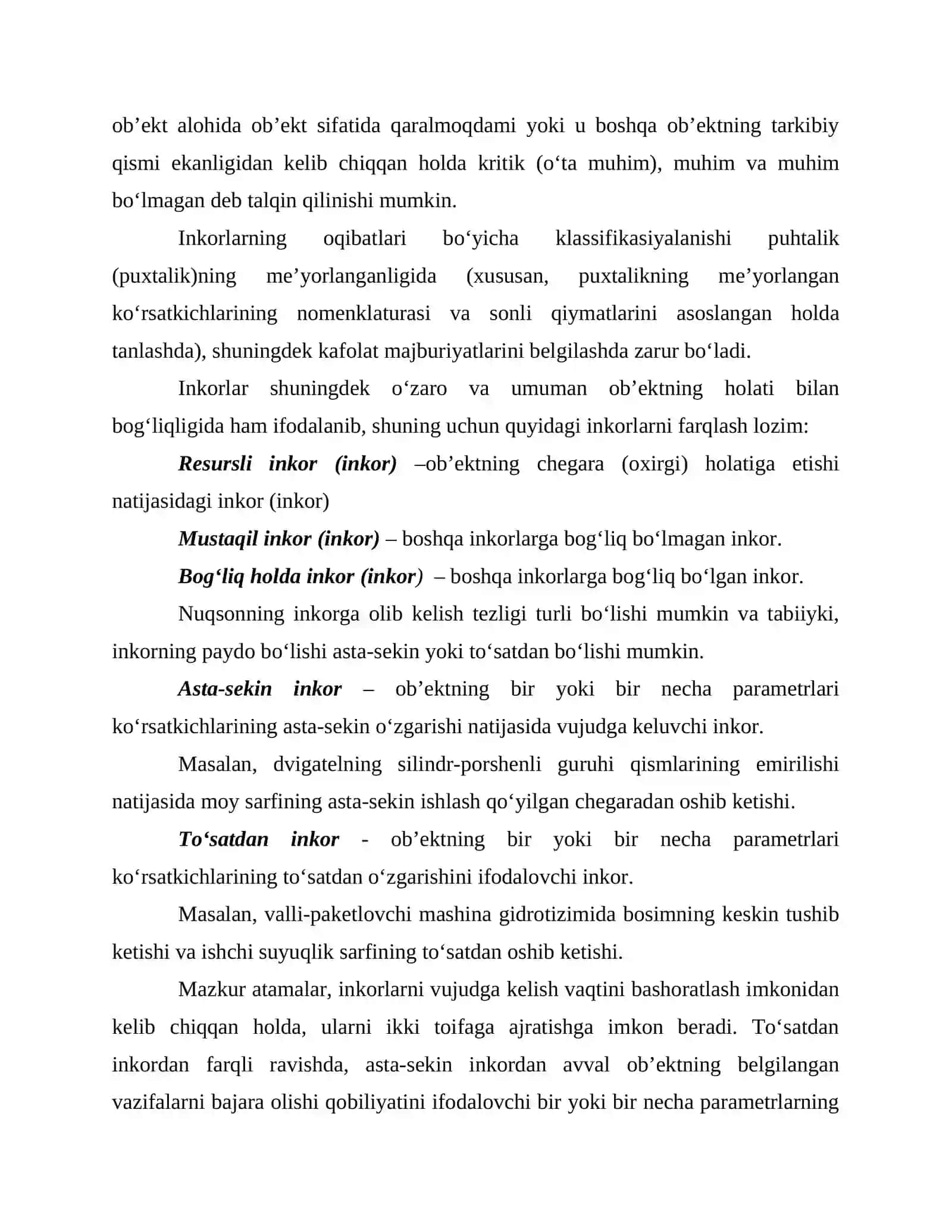 Inkor klassifikasiyasi. 2