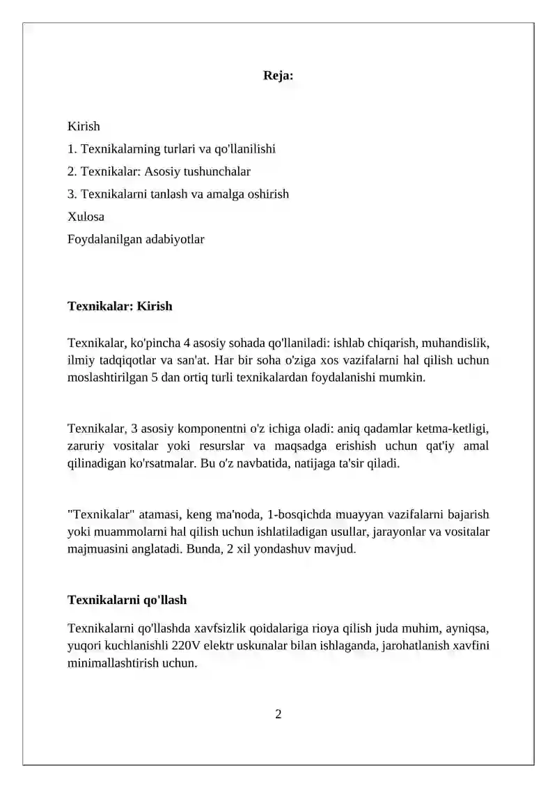 Texnikalar 2