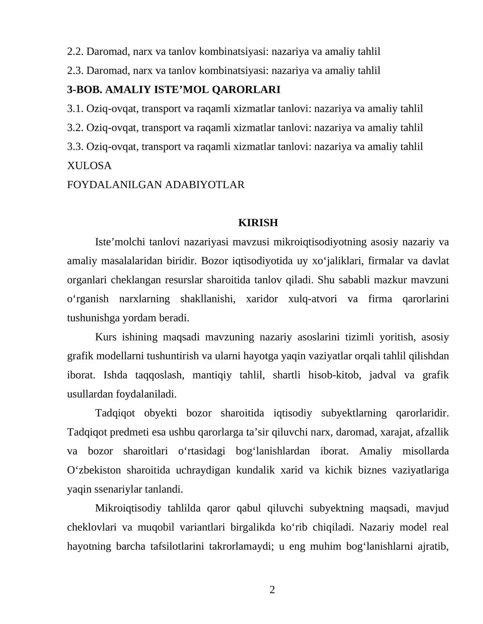 Iste’molchi Tanlovi Nazariyasi 2