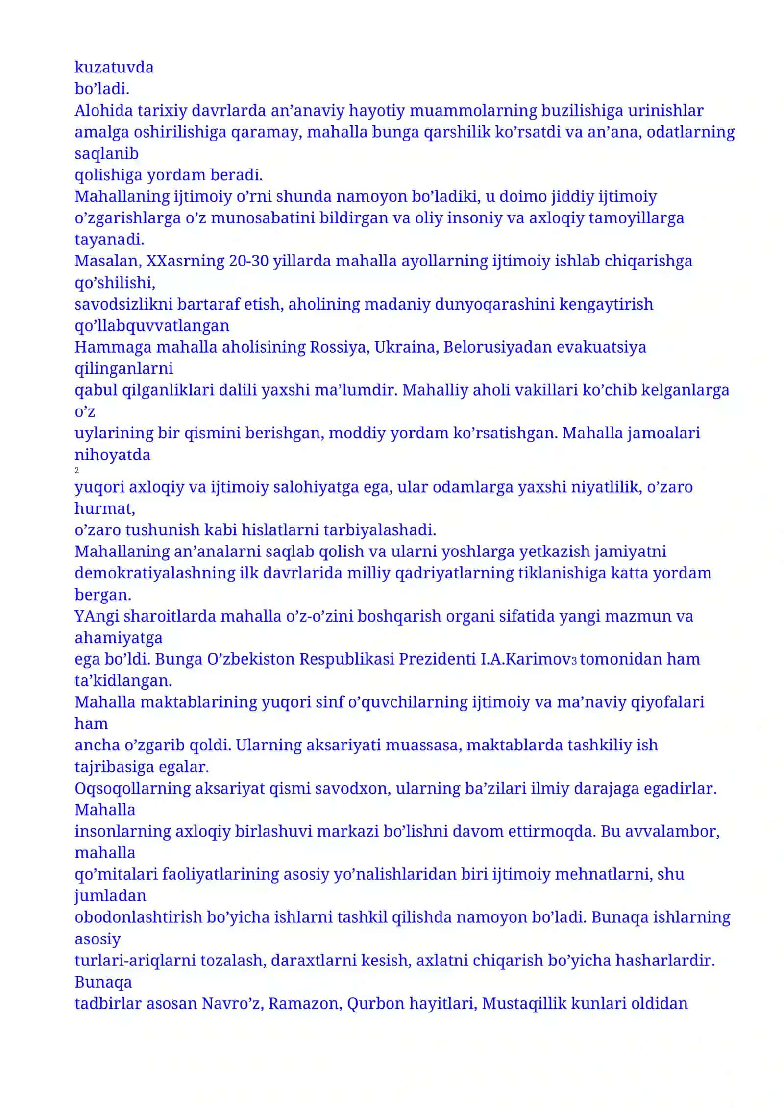 Mahallalar-ijtimoiy o’z-o’zini boshqarish organi. Reja 2