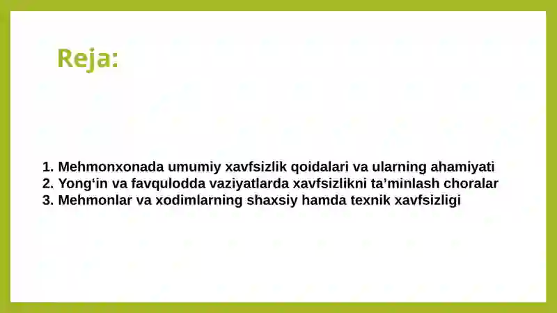 Mehmonxonada xavfsizlik qoidalari 2