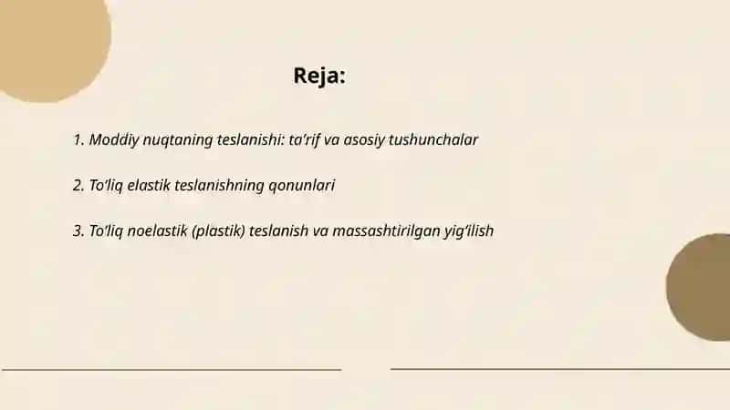 Moddiy nuqtaning teslanishi 2
