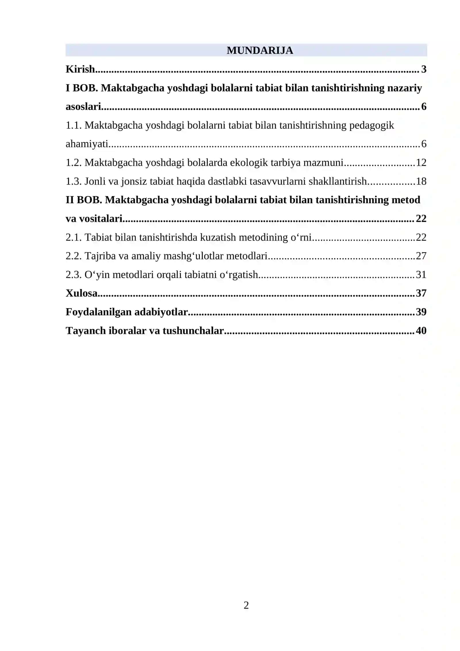 Maktabgacha yoshdagi bolalarni tabiat bilan tanishtirishning nazariy asoslari 2