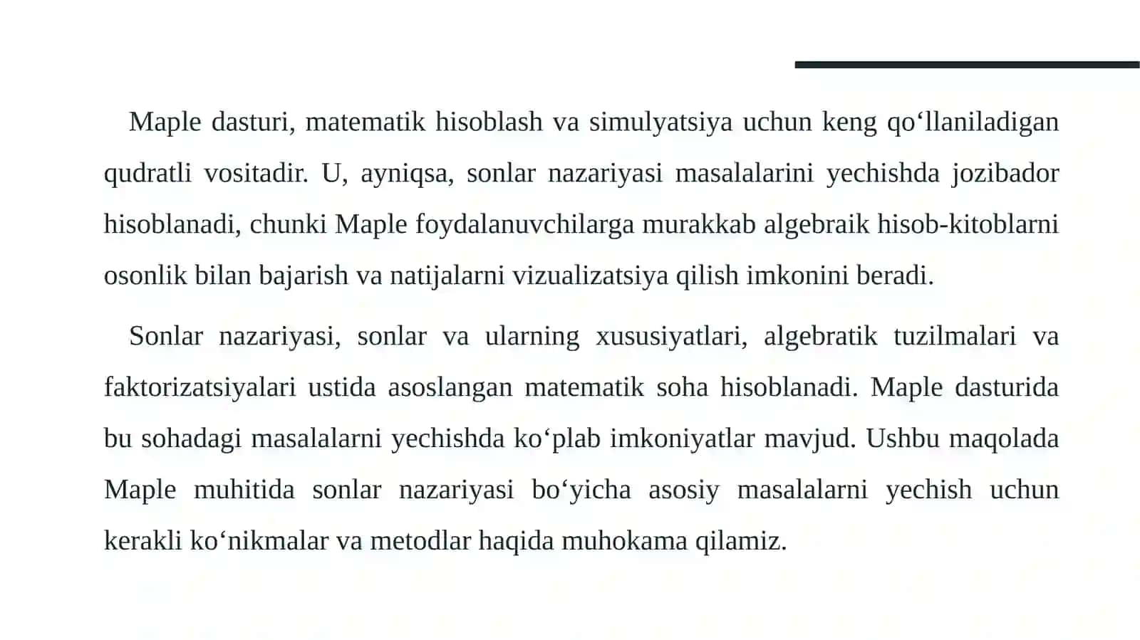Maple dasturida sonlarni nazariyasi masalalarini yechish 2