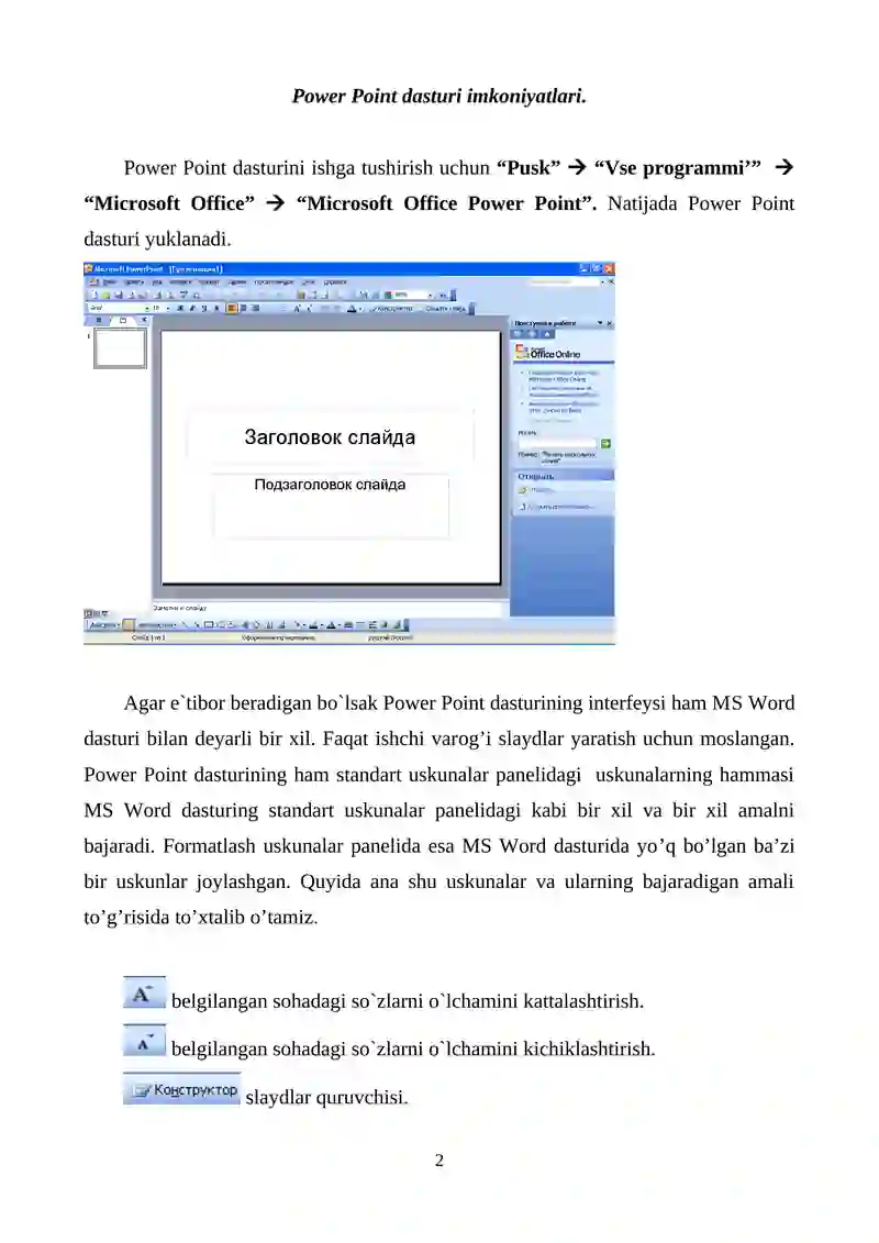 Power Point dasturi 2