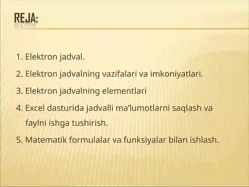 Excel dasturi 2