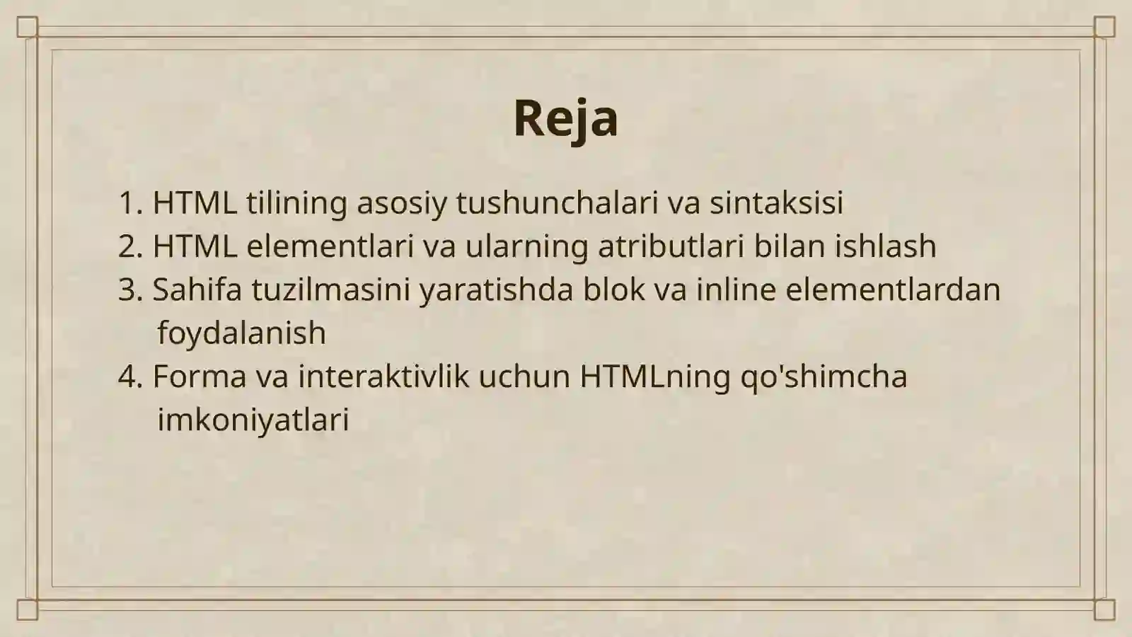 HTML TILIDA SAHIFA YARATISH 2