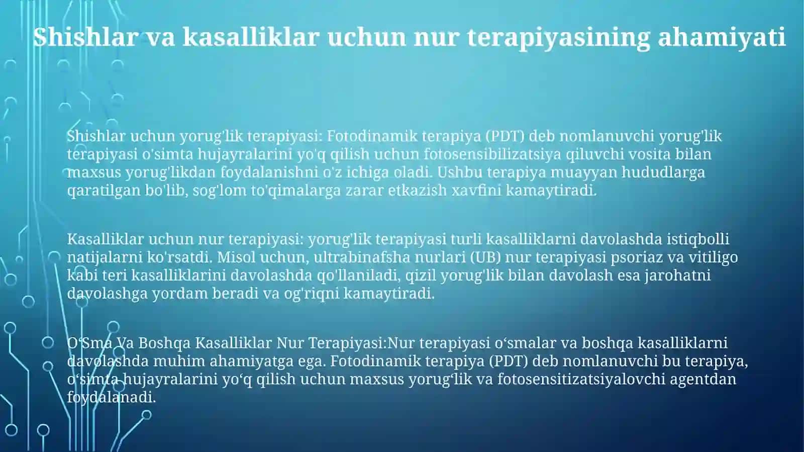 O‘smakasalliklarinikompleksdavolashtamoyillari.Jarrohlik,nurvadoriterapiyasi 2