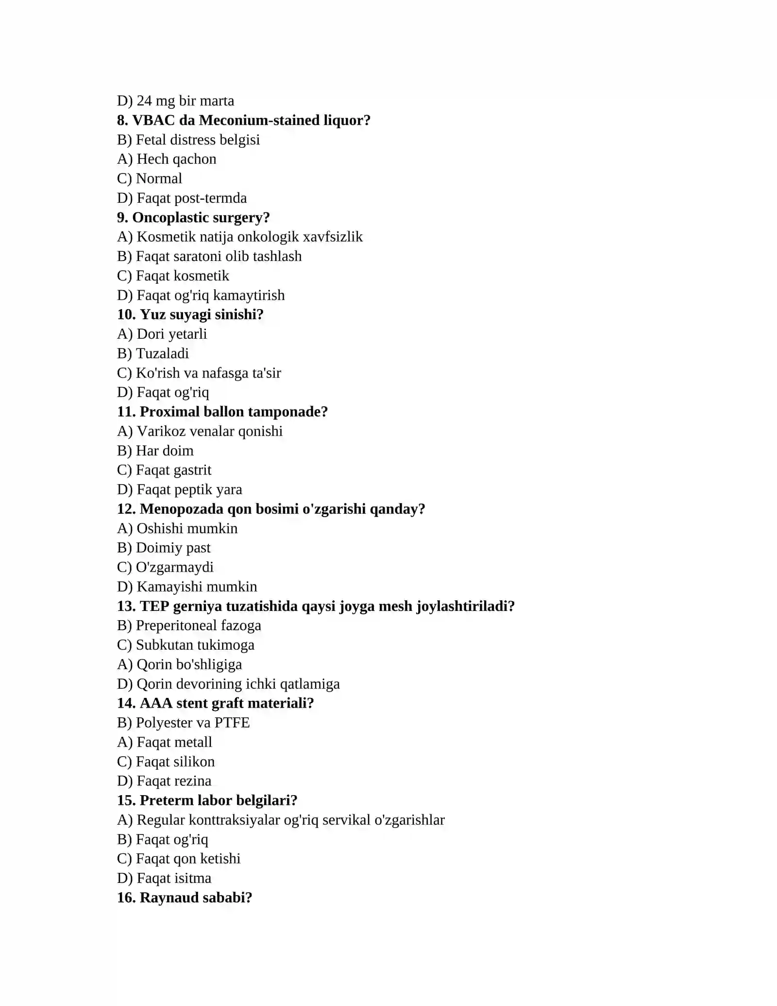 TAYYORGARLIK TEST TO'PLAMI 2