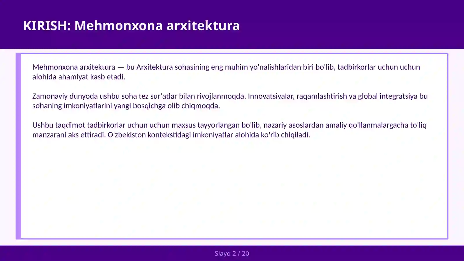 Mehmonxona arxitektura 2