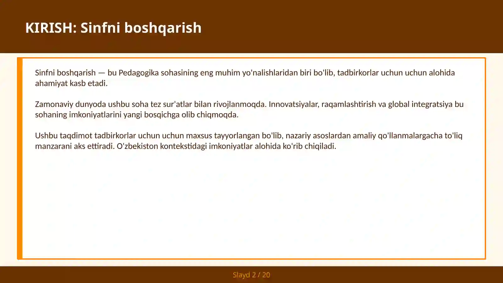 Sinfni boshqarish 2