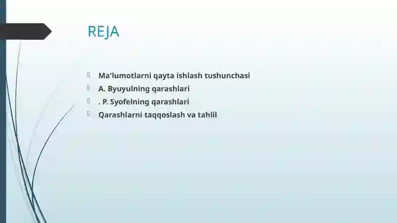 SPSS dama'lumotlarni qayta ishlash san'ati bo'yicha AB yuul va P. Syofelning qarashlari ni tahlil qilish 2