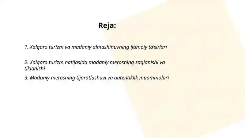 Xalqaro turizmning ijtimoiy va madaniy ta’sirlari 2