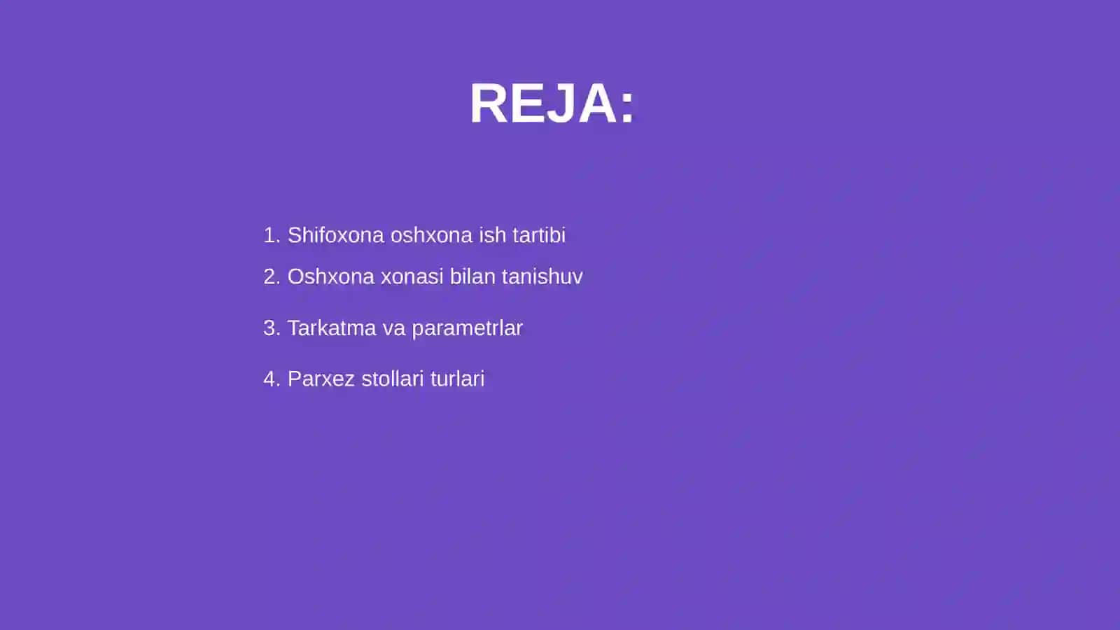 Shifoxona oshxonasi bemorlarning parhez talablari asosida tartiblangan 2
