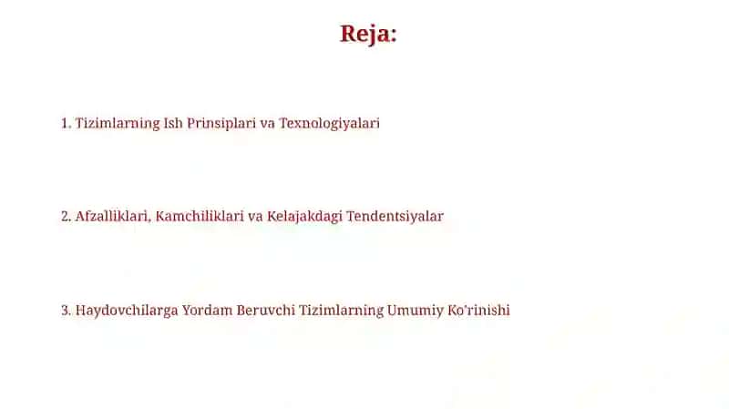 Haydovchiga yordam beradigan tizimlar 2