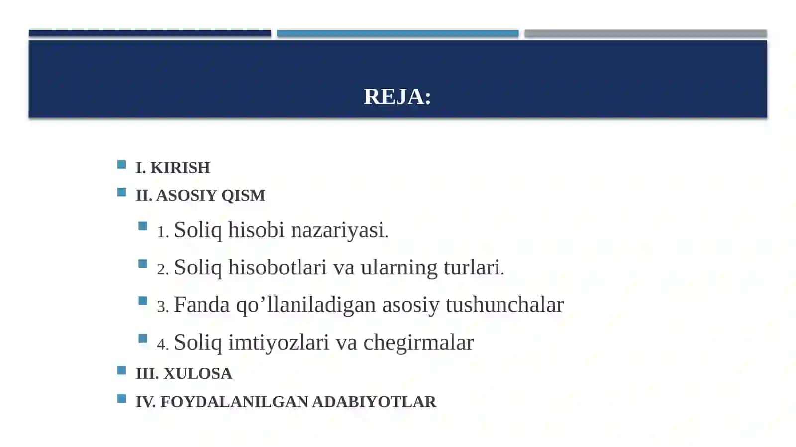 Soliq hisobi va hisobotlarining nazariy asoslari 2
