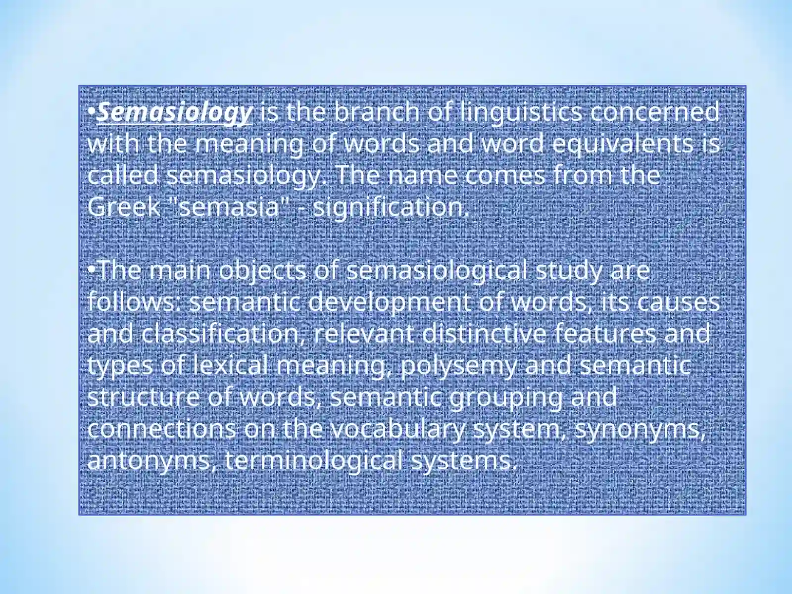 Semasiology 2