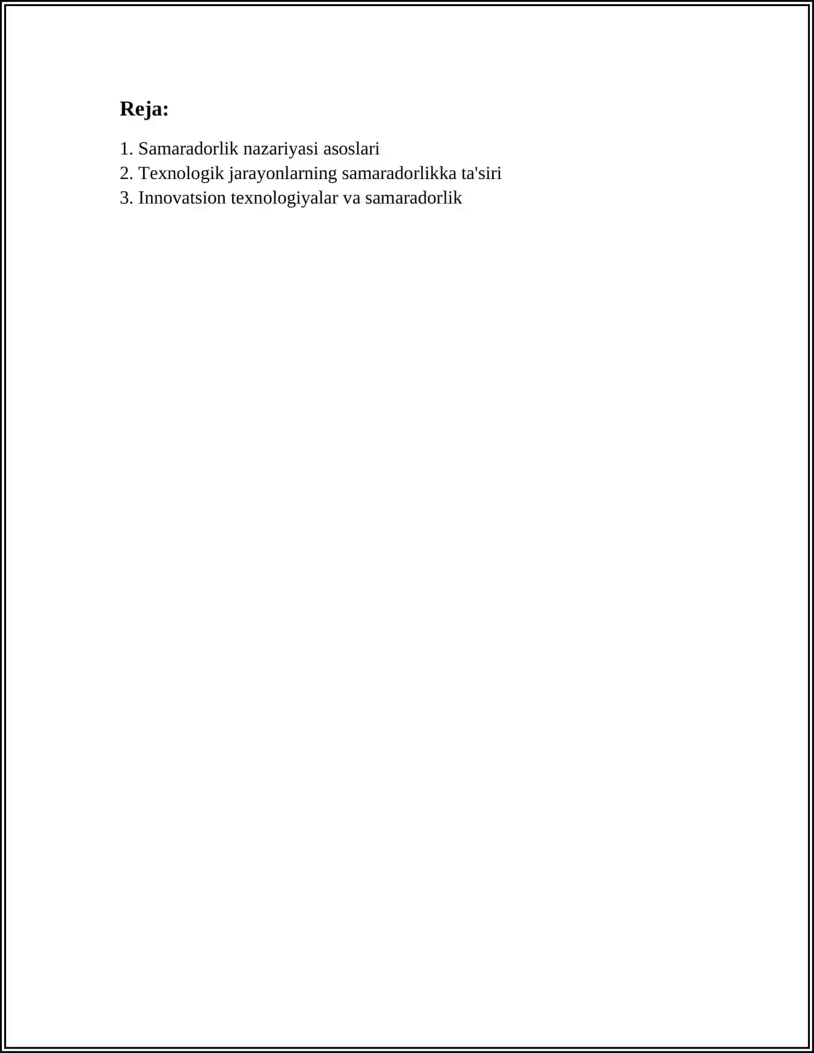 SAMARADORLIKNI NAZARIY ASOSLARI VA TEXNOLOGIK TEZLIKLARNI SAMARADORLIKKA TA'SIRI 2
