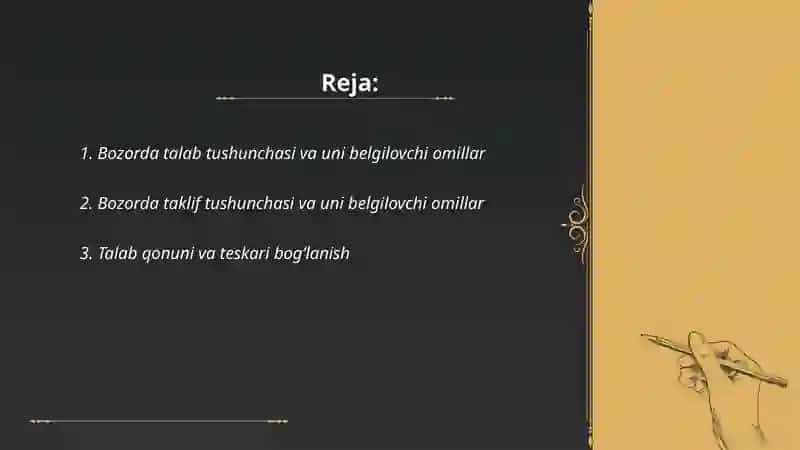 Bozorda talab va taklifning shakllanishi 2