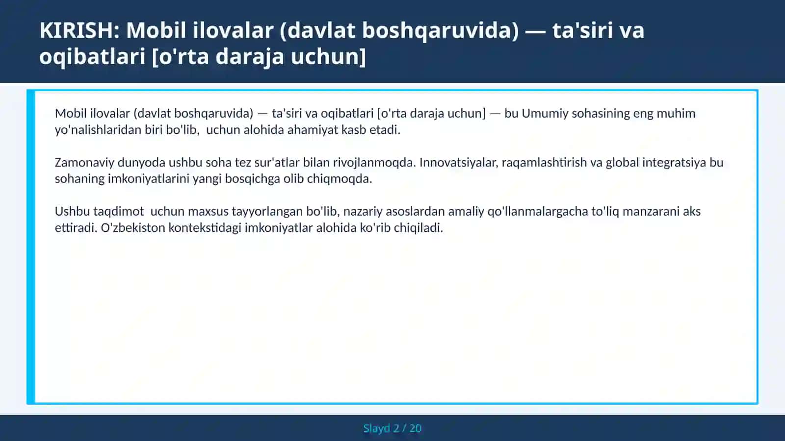 Mobil ilovalar (davlat boshqaruvida) — ta'siri va oqibatlari [o'rta daraja uchun] 2