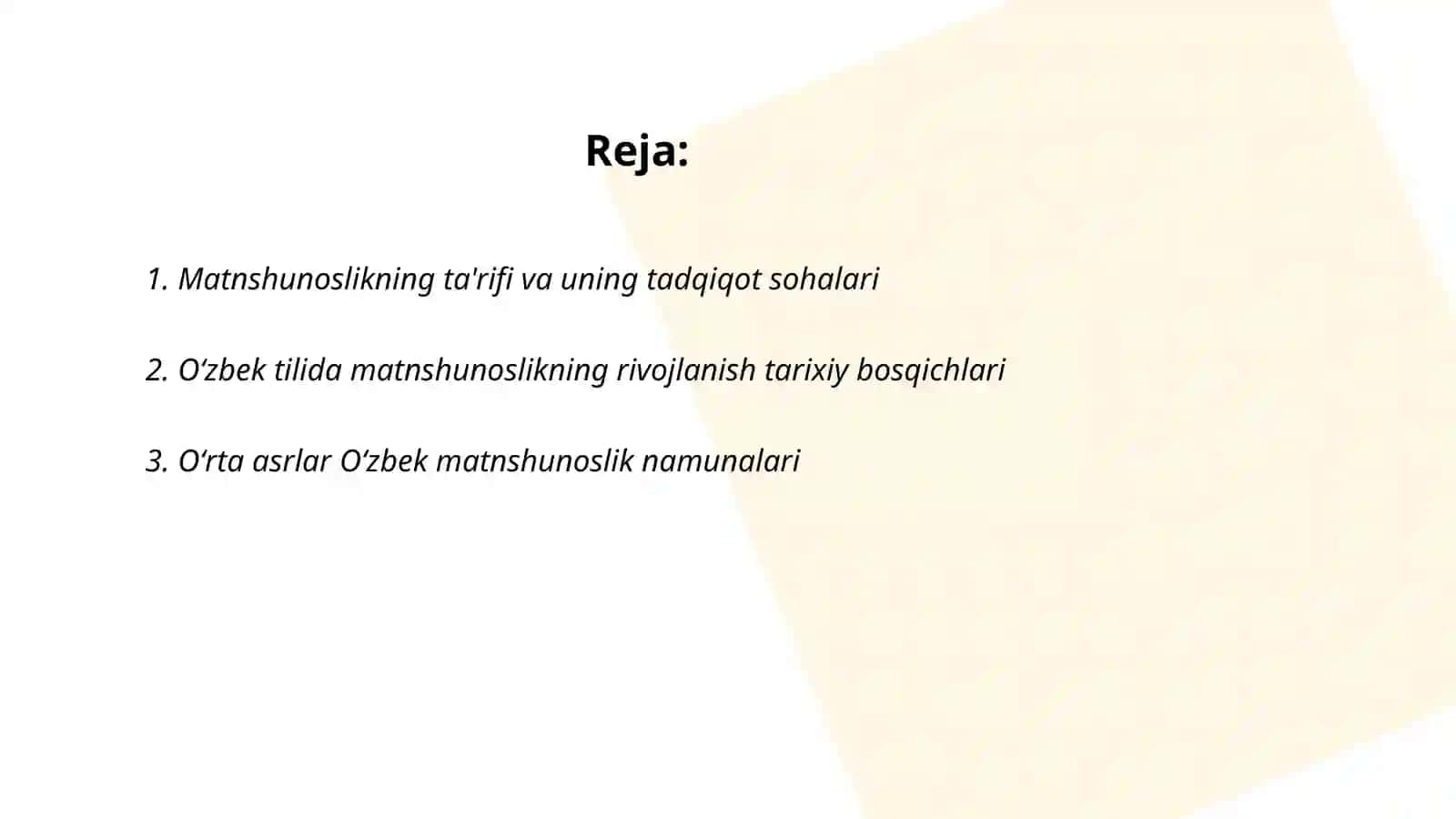 Oʻzbek matnshunosligi tarixi Matnshunoslikningdolzarb muammolari 2