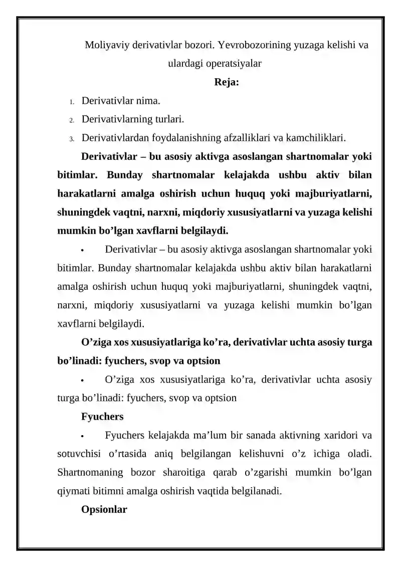 Derivativlar 2