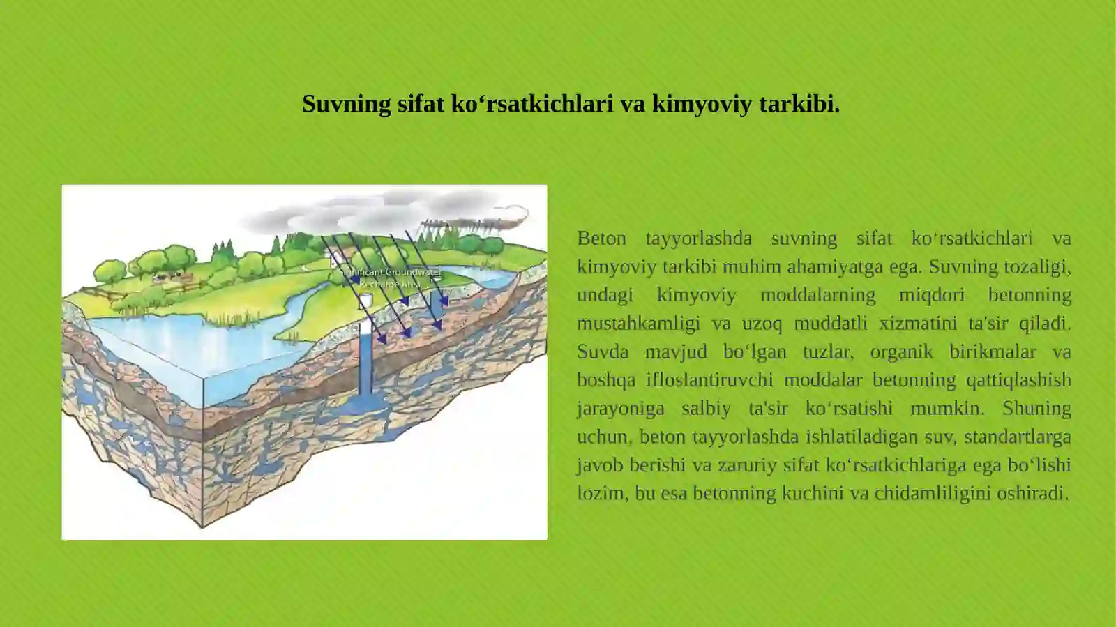 Beton tayorlash uchun suvga qo‘yiladigan talablar. 2