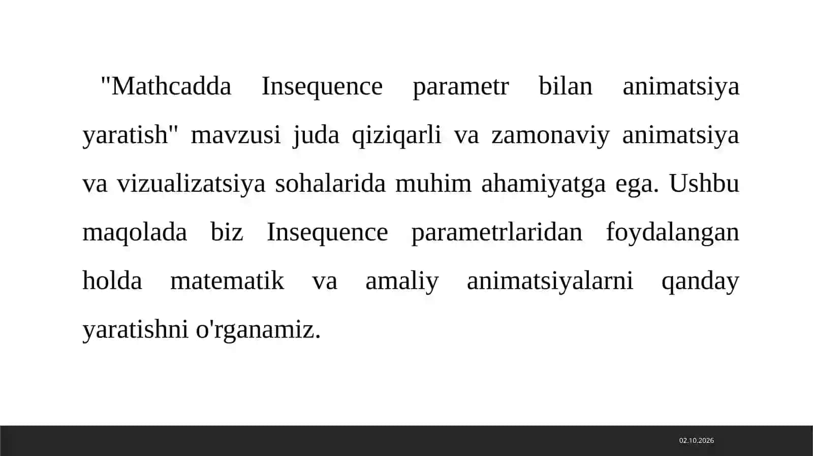 MathcaddaInsequenceparametrbilananimatsiyayaratish 2
