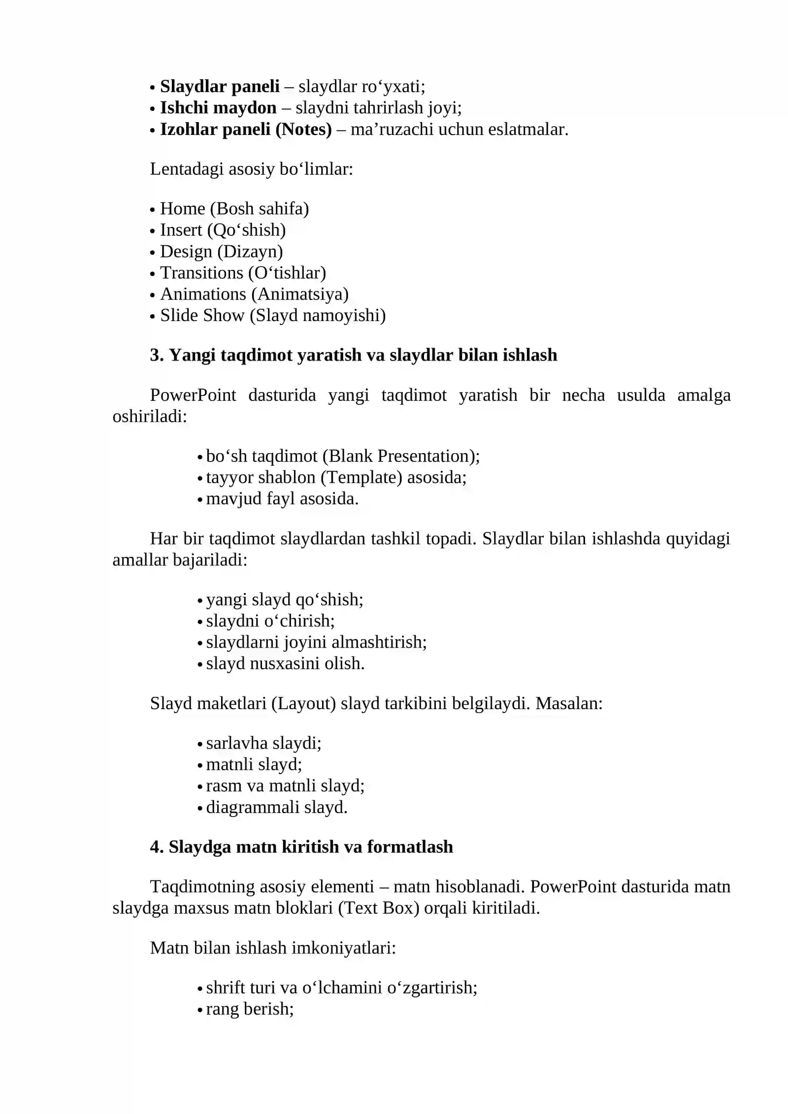 Microsoft PowerPoint dasturida taqdimot yaratish 2