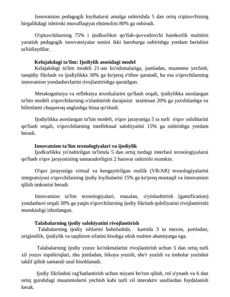 Kreativlik pedagogik ijodkorlikning asosi 2