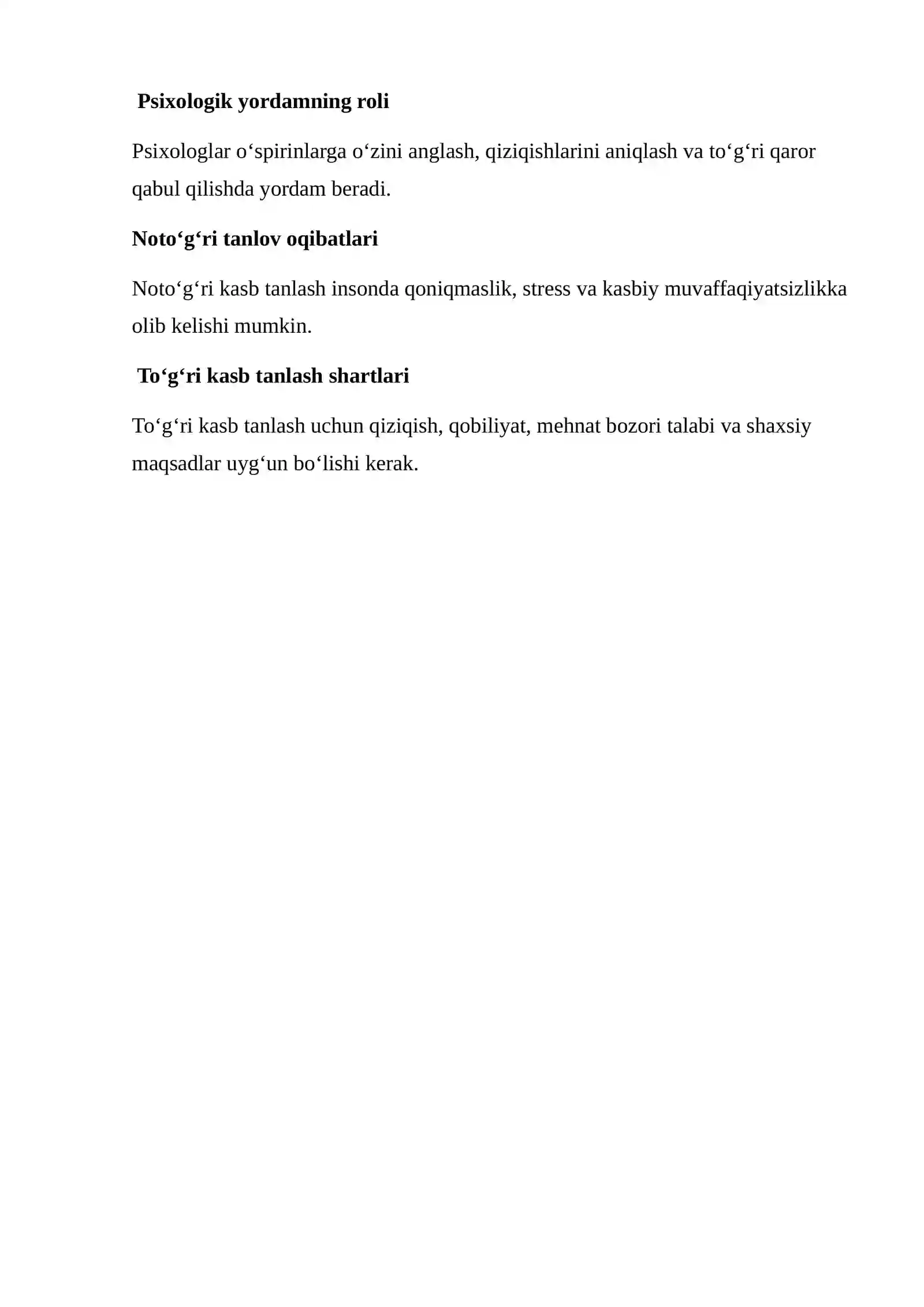 Ilk oʻspirinlik davrida aylanishi kasb tanlash muammosi ilk oʻspirinlikda kasbga yoʻnaltirishning psixologik muammolari 2