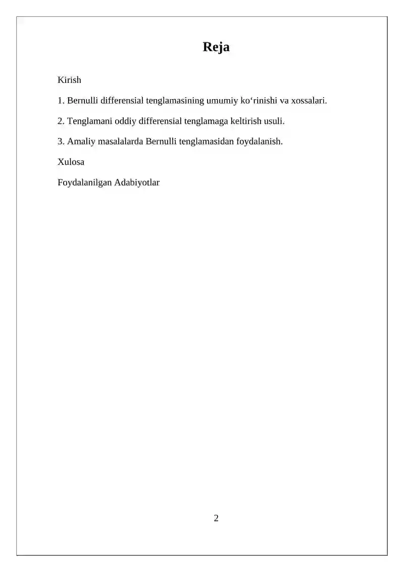 Bernulli differensial tenglamasi 2
