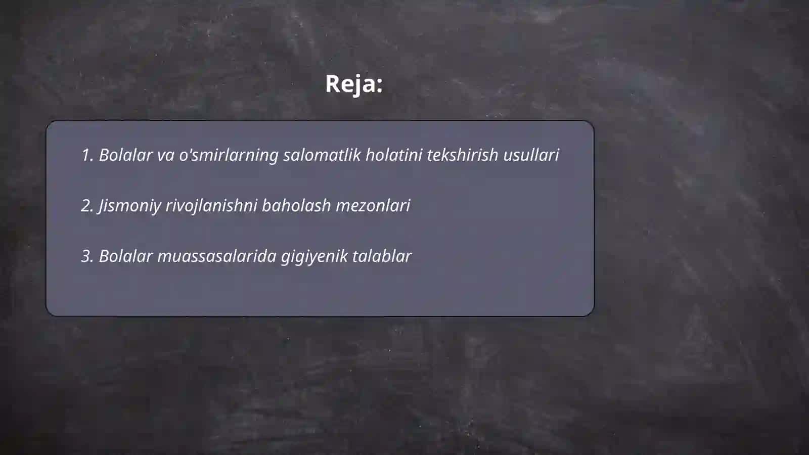 Bolalar va o’smirlarni salomatlik xolati va jismoniy rivojlanishini tekshirish usullari 2